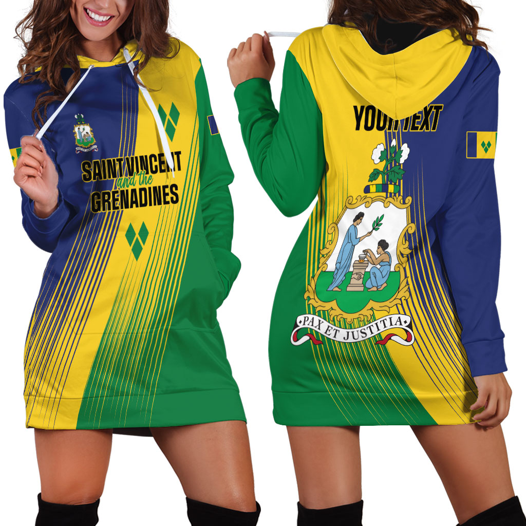 Personalised Saint Vincent and the Grenadines Hoodie Dress Coat of Arms Flag Stylized