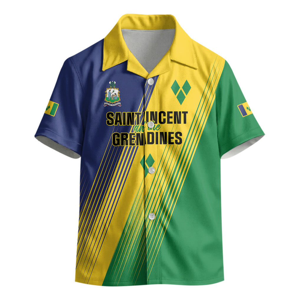 Personalised Saint Vincent and the Grenadines Kid Hawaiian Shirt Coat of Arms Flag Stylized