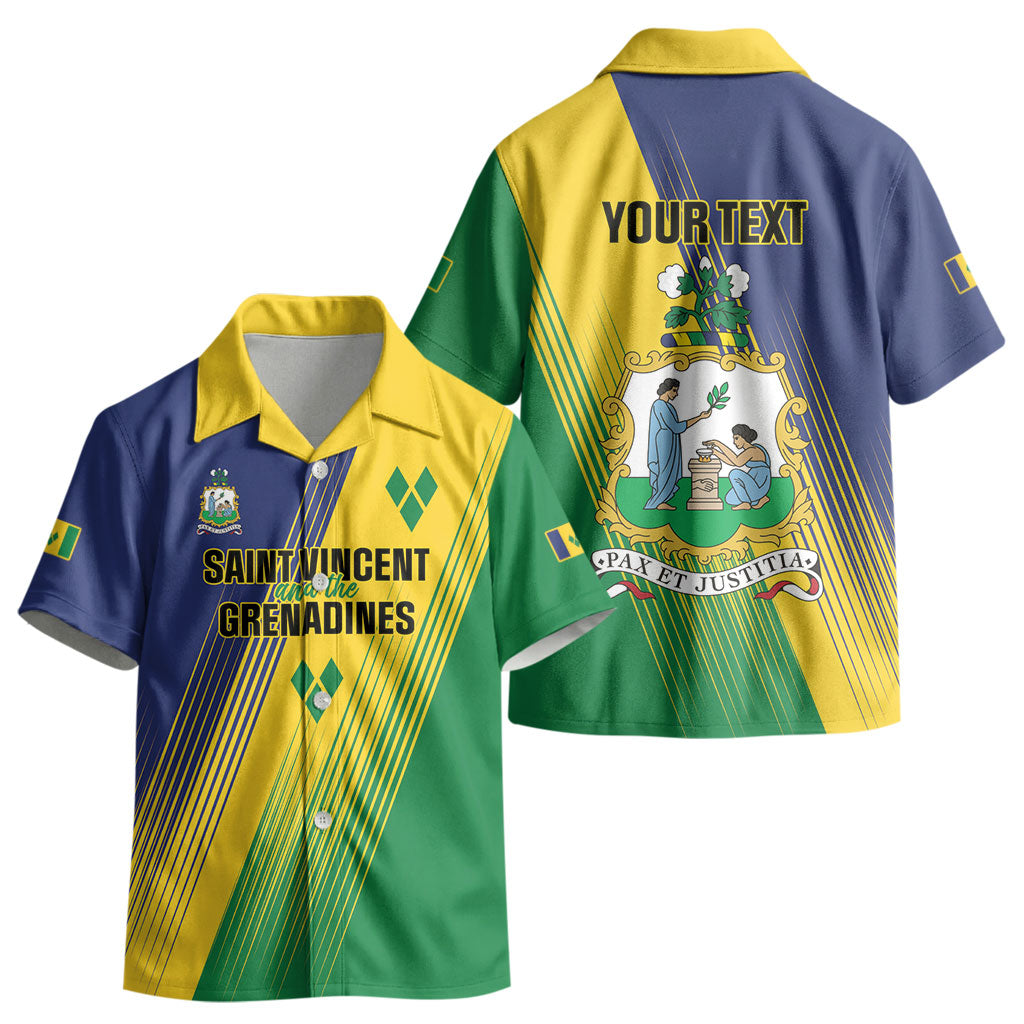 Personalised Saint Vincent and the Grenadines Kid Hawaiian Shirt Coat of Arms Flag Stylized