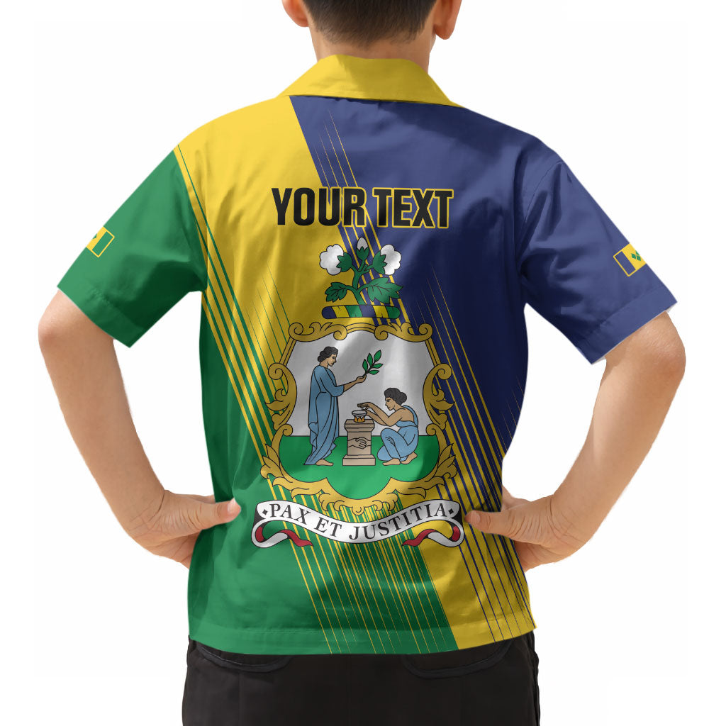 Personalised Saint Vincent and the Grenadines Kid Hawaiian Shirt Coat of Arms Flag Stylized