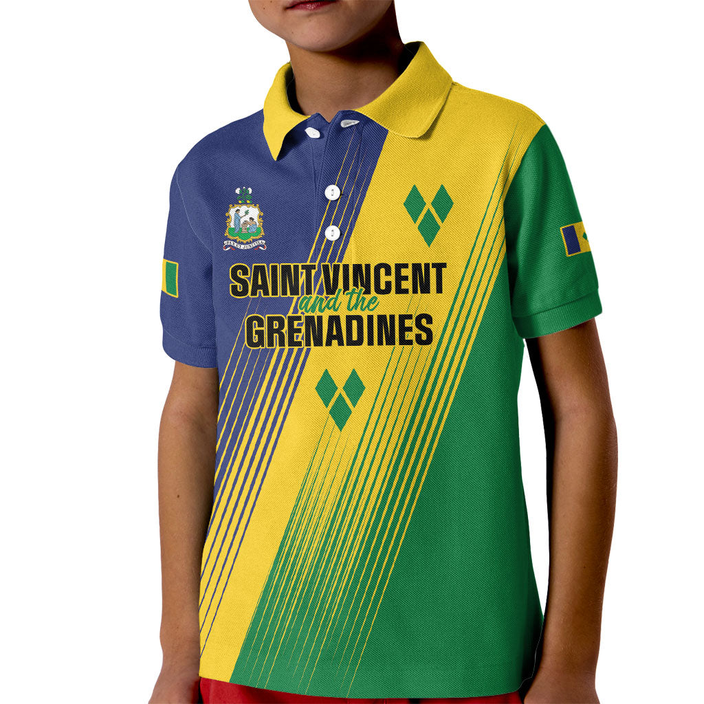Personalised Saint Vincent and the Grenadines Kid Polo Shirt Coat of Arms Flag Stylized