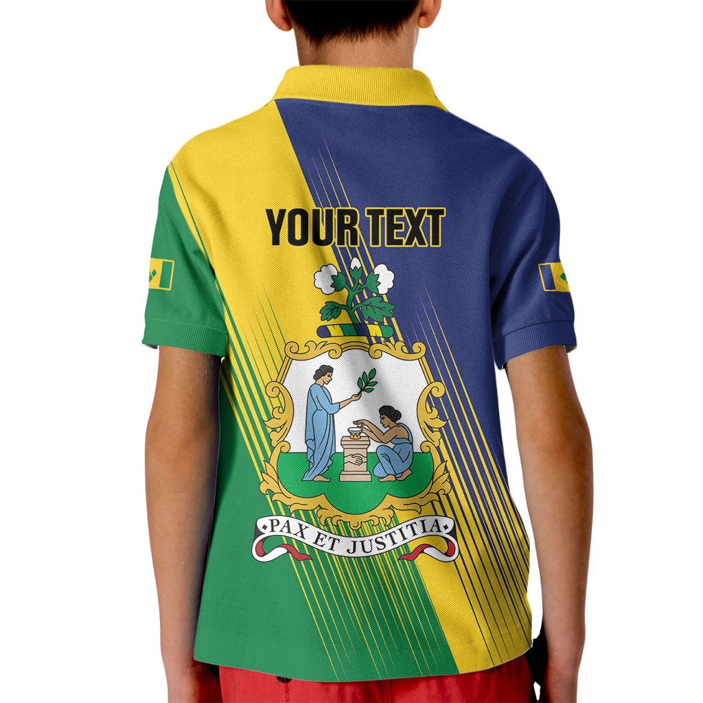 Personalised Saint Vincent and the Grenadines Kid Polo Shirt Coat of Arms Flag Stylized
