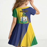 Personalised Saint Vincent and the Grenadines Kid Short Sleeve Dress Coat of Arms Flag Stylized