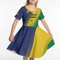 Personalised Saint Vincent and the Grenadines Kid Short Sleeve Dress Coat of Arms Flag Stylized