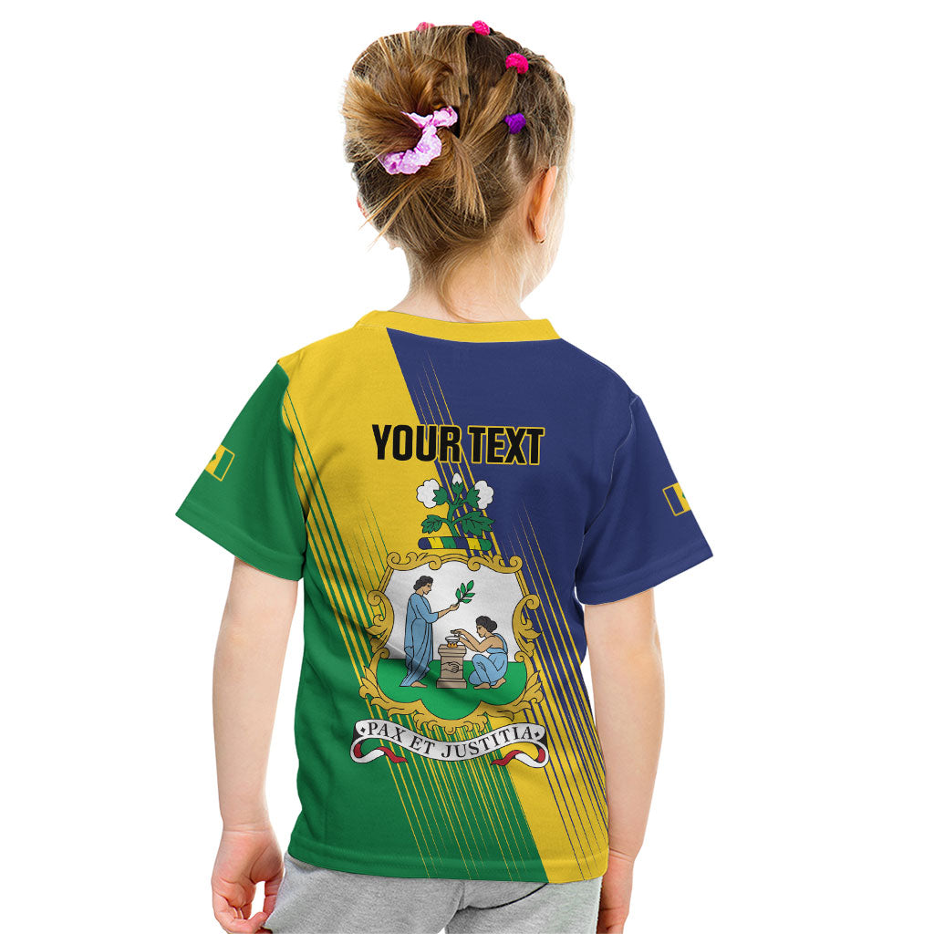 Personalised Saint Vincent and the Grenadines Kid T Shirt Coat of Arms Flag Stylized