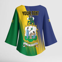 Personalised Saint Vincent and the Grenadines Kimono Sleeve Blouse Coat of Arms Flag Stylized