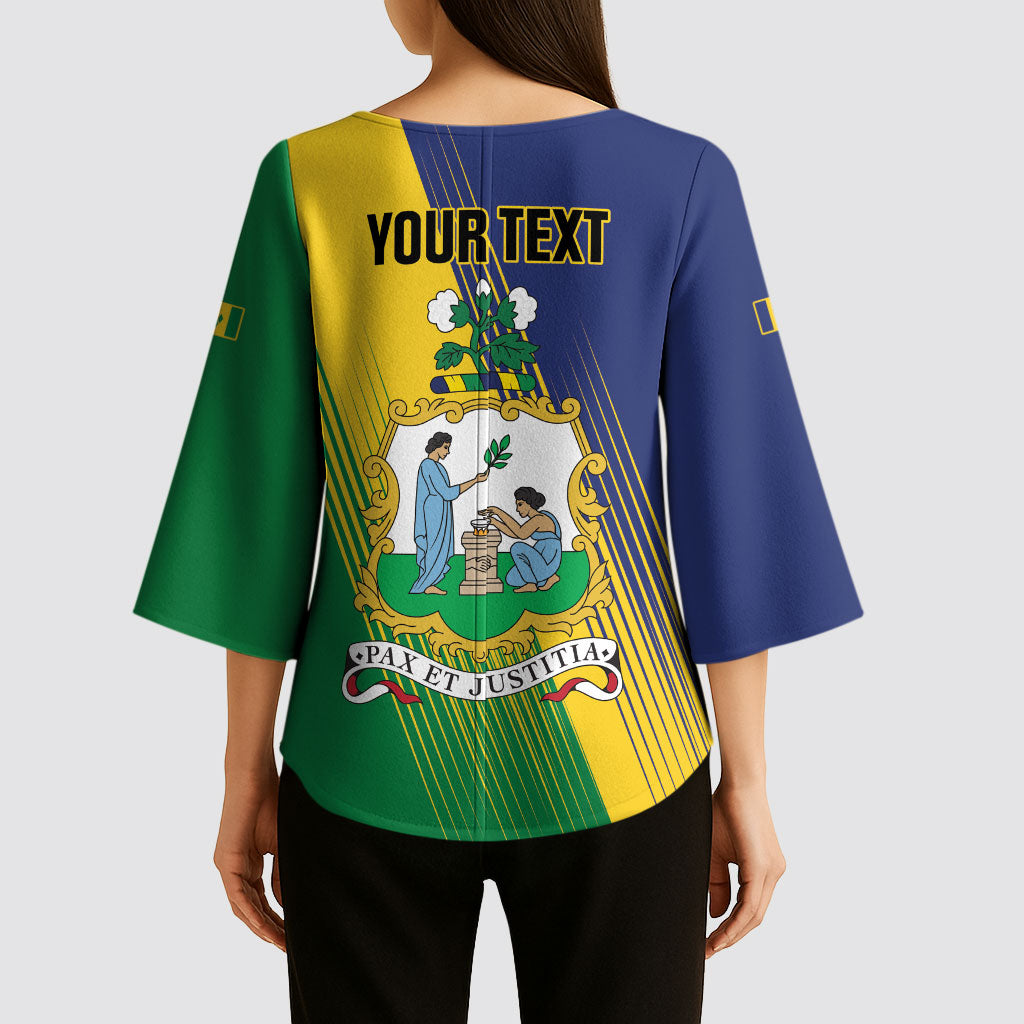 Personalised Saint Vincent and the Grenadines Kimono Sleeve Blouse Coat of Arms Flag Stylized