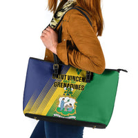 Saint Vincent and the Grenadines Leather Tote Bag Coat of Arms Flag Stylized
