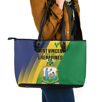 Saint Vincent and the Grenadines Leather Tote Bag Coat of Arms Flag Stylized