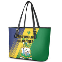 Saint Vincent and the Grenadines Leather Tote Bag Coat of Arms Flag Stylized