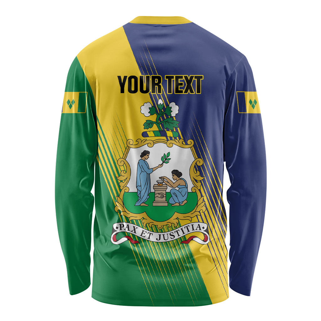 Personalised Saint Vincent and the Grenadines Long Sleeve Shirt Coat of Arms Flag Stylized