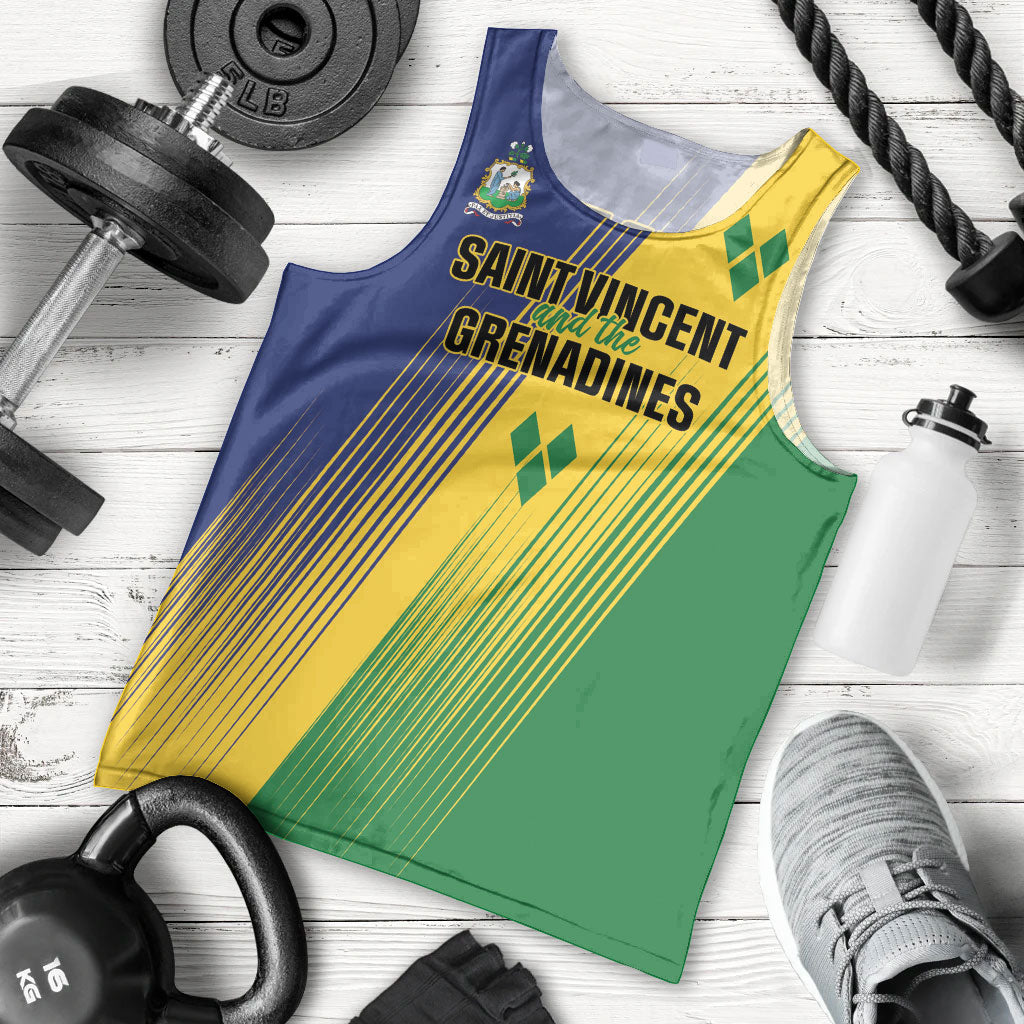 Personalised Saint Vincent and the Grenadines Men Tank Top Coat of Arms Flag Stylized