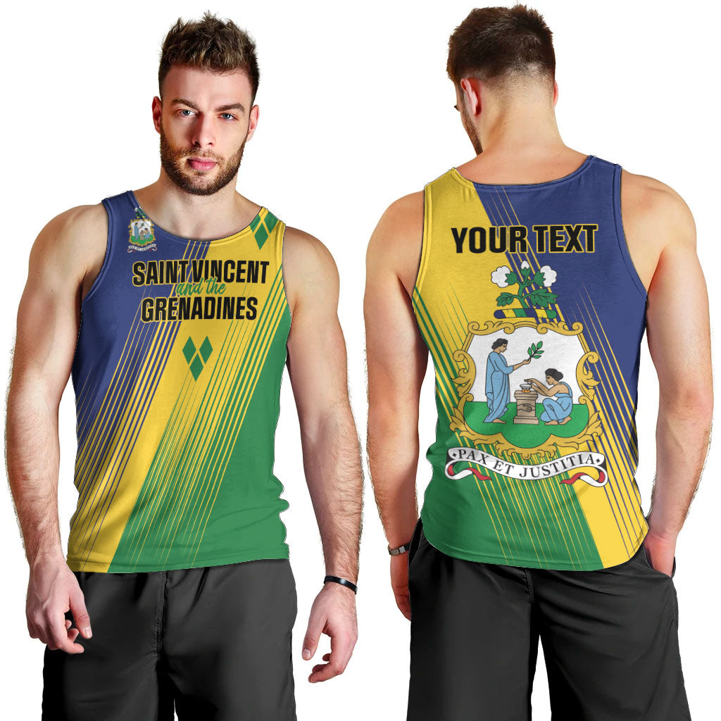Personalised Saint Vincent and the Grenadines Men Tank Top Coat of Arms Flag Stylized