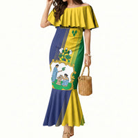 Personalised Saint Vincent and the Grenadines Mermaid Dress Coat of Arms Flag Stylized