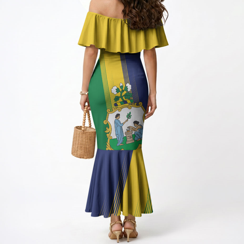 Personalised Saint Vincent and the Grenadines Mermaid Dress Coat of Arms Flag Stylized