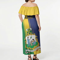 Personalised Saint Vincent and the Grenadines Off Shoulder Maxi Dress Coat of Arms Flag Stylized