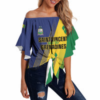 Personalised Saint Vincent and the Grenadines Off Shoulder Wrap Waist Top Coat of Arms Flag Stylized