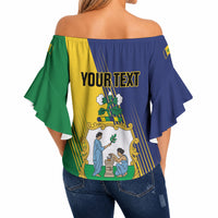 Personalised Saint Vincent and the Grenadines Off Shoulder Wrap Waist Top Coat of Arms Flag Stylized