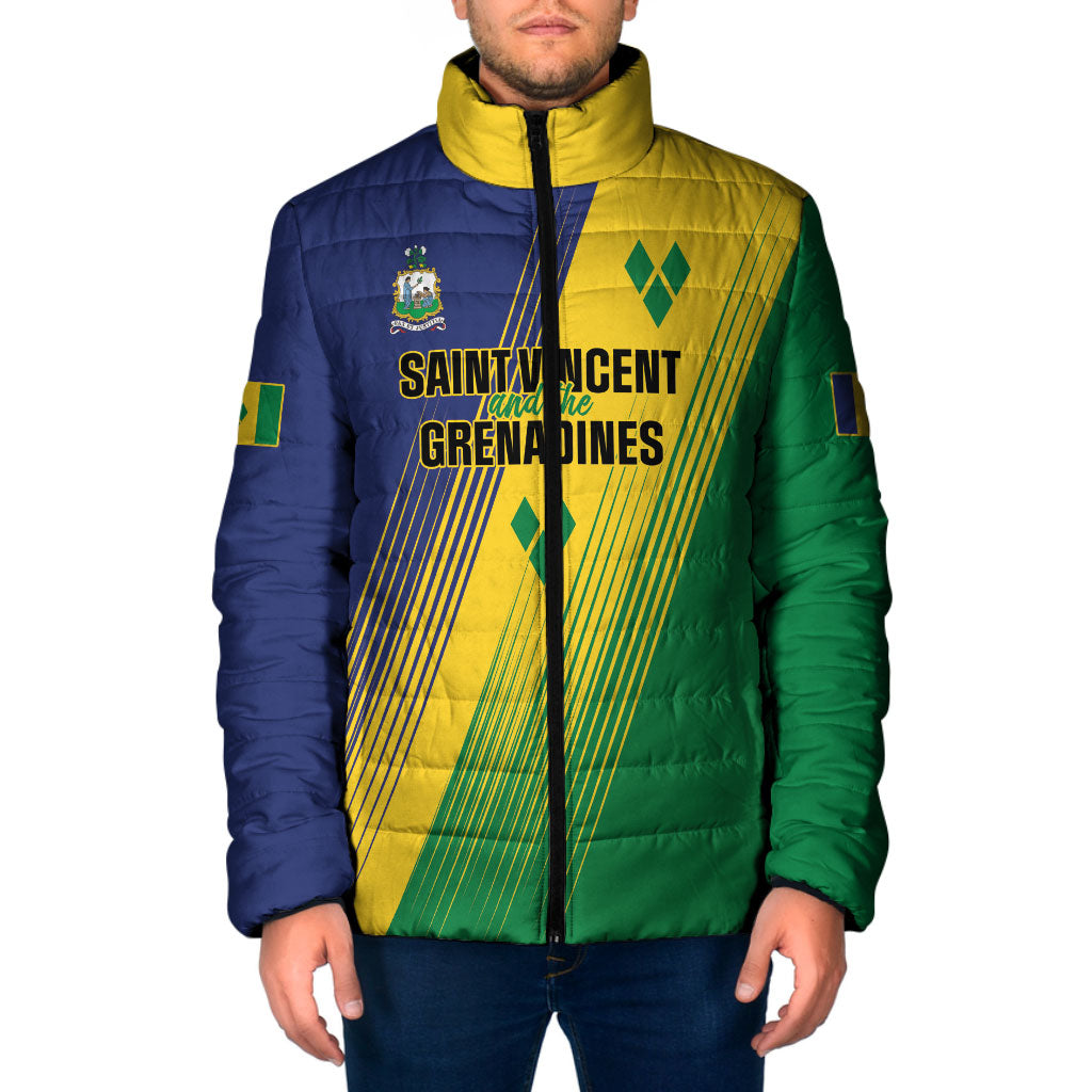 Personalised Saint Vincent and the Grenadines Padded Jacket Coat of Arms Flag Stylized