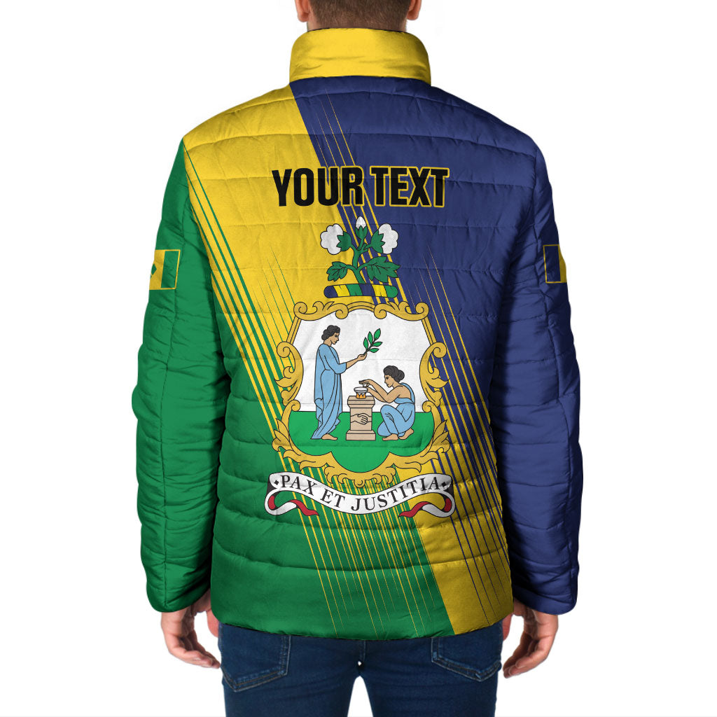 Personalised Saint Vincent and the Grenadines Padded Jacket Coat of Arms Flag Stylized