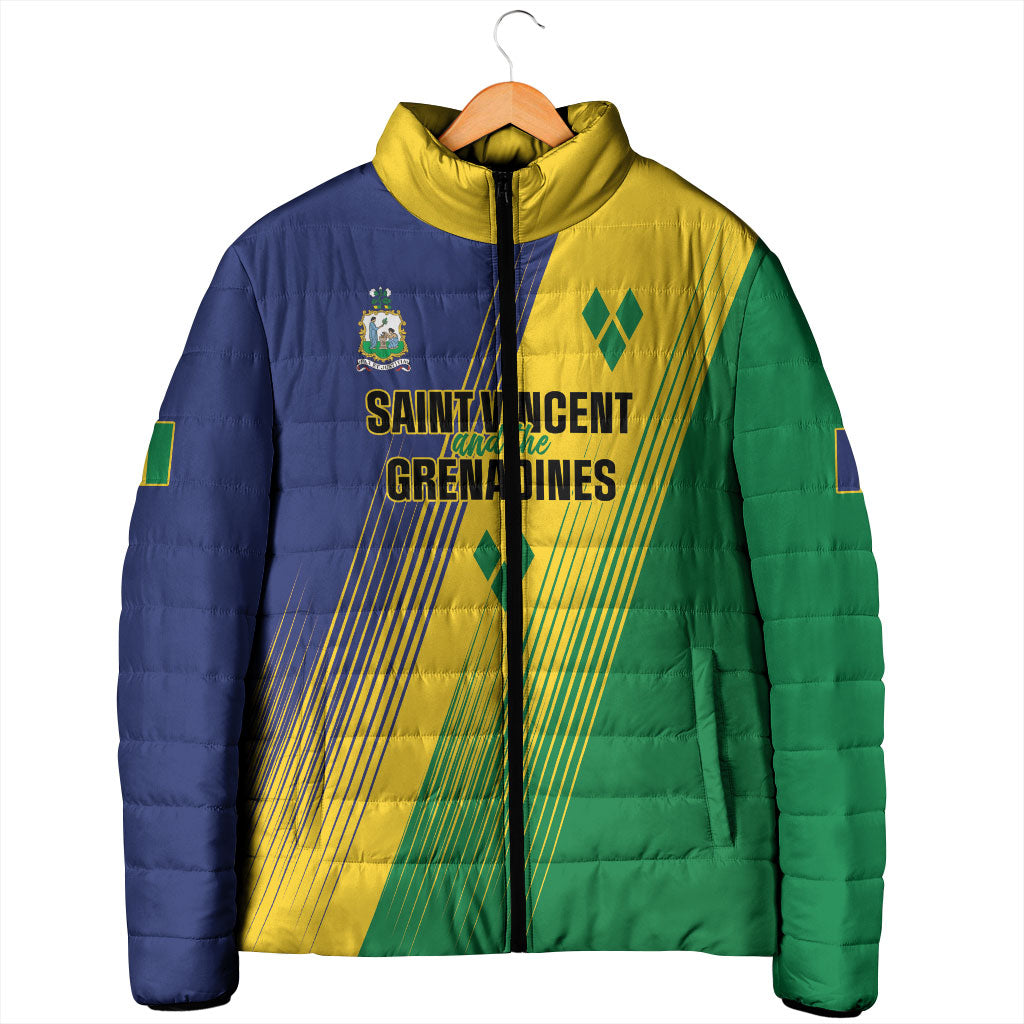Personalised Saint Vincent and the Grenadines Padded Jacket Coat of Arms Flag Stylized