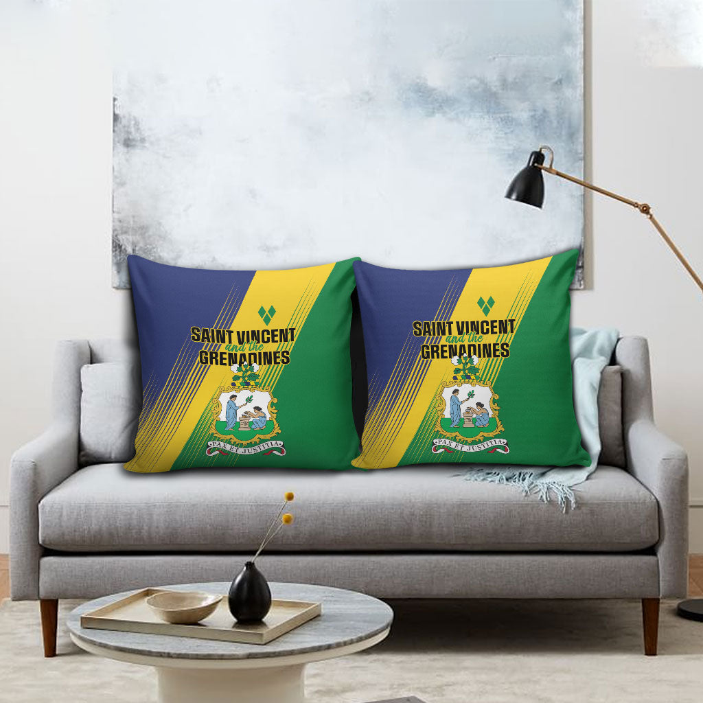 Saint Vincent and the Grenadines Pillow Cover Coat of Arms Flag Stylized