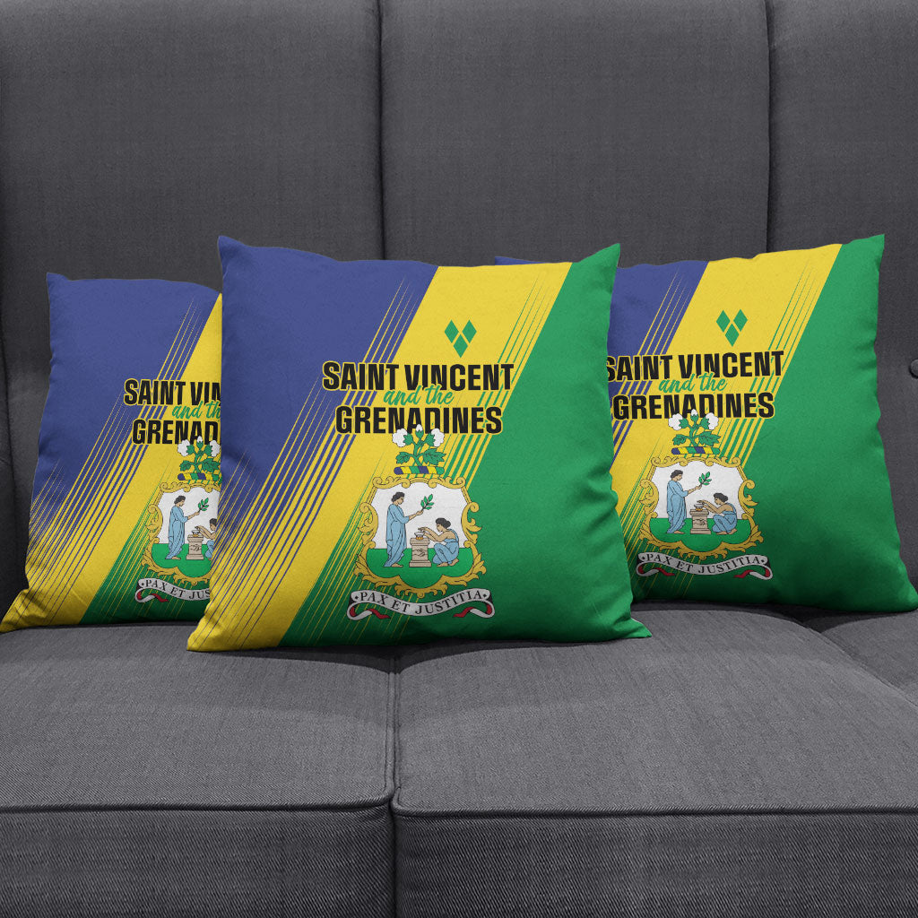 Saint Vincent and the Grenadines Pillow Cover Coat of Arms Flag Stylized