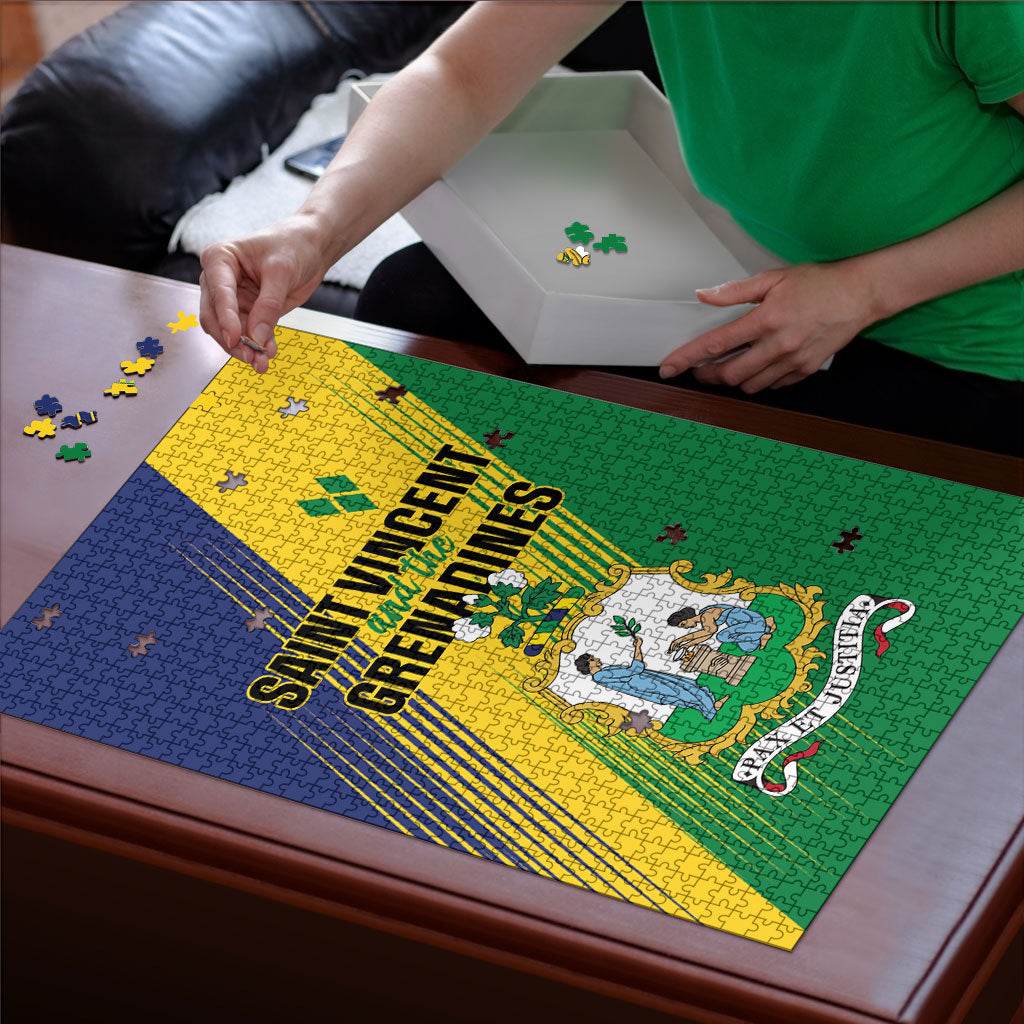 Saint Vincent and the Grenadines Puzzle Coat of Arms Flag Stylized
