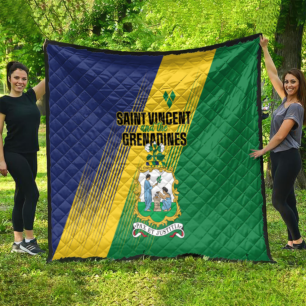 Saint Vincent and the Grenadines Quilt Coat of Arms Flag Stylized