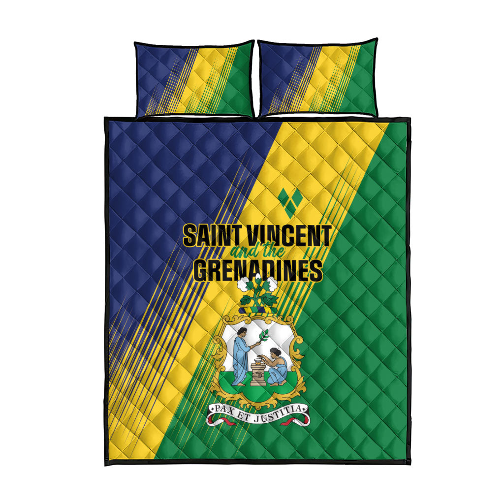 Saint Vincent and the Grenadines Quilt Bed Set Coat of Arms Flag Stylized