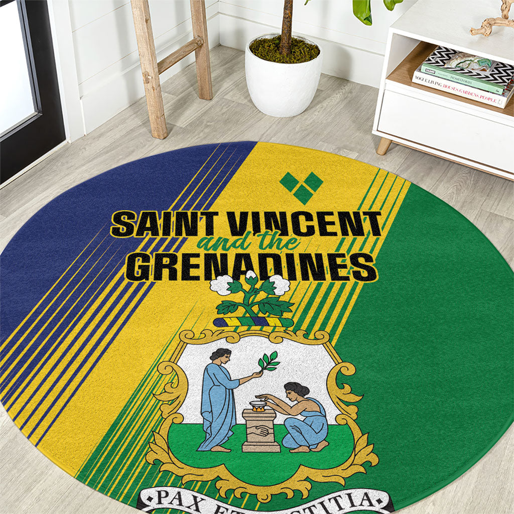 Saint Vincent and the Grenadines Round Carpet Coat of Arms Flag Stylized