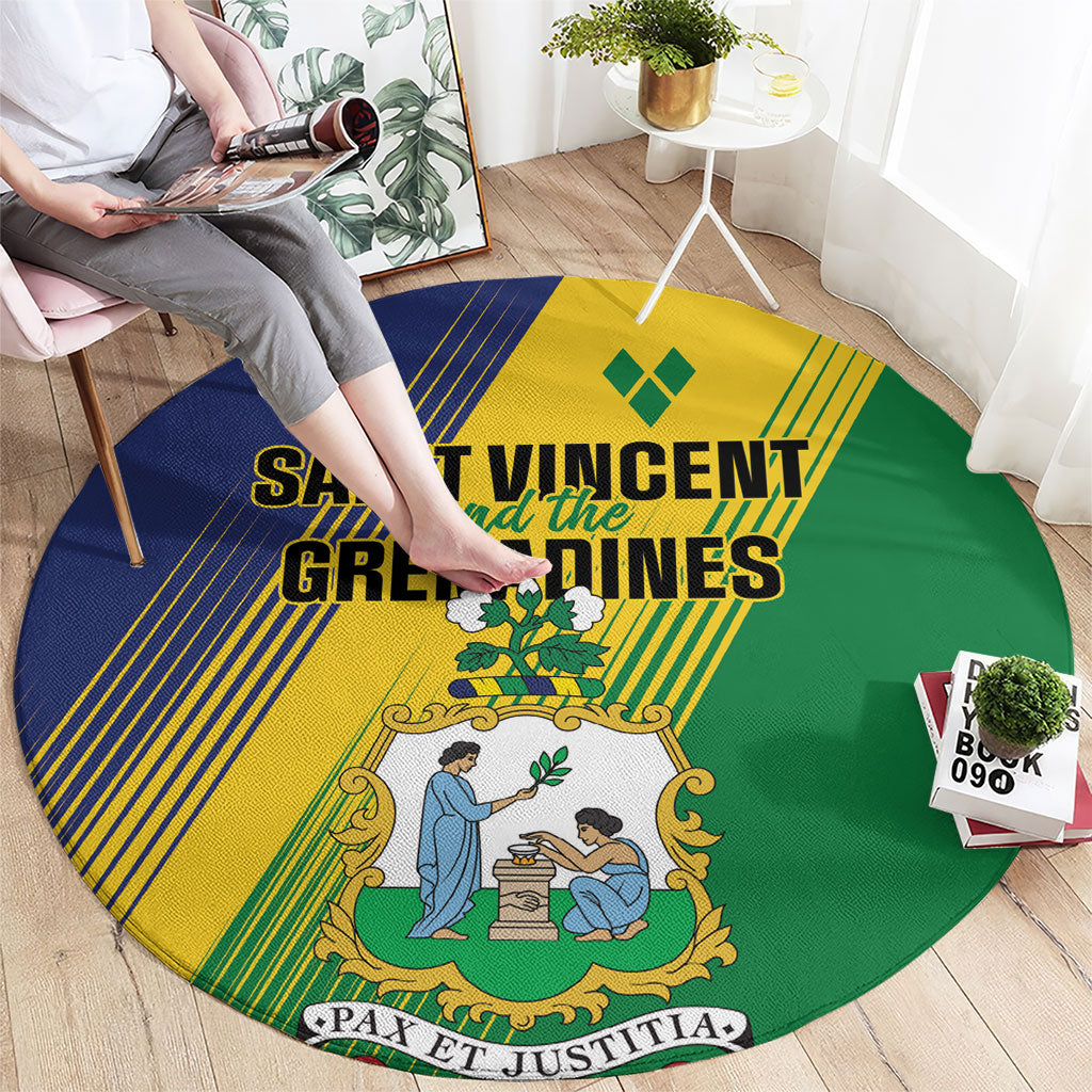 Saint Vincent and the Grenadines Round Carpet Coat of Arms Flag Stylized