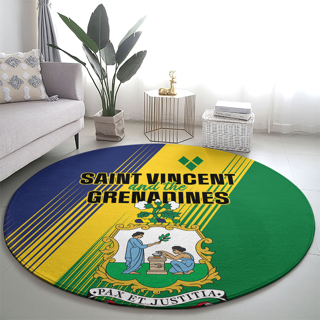 Saint Vincent and the Grenadines Round Carpet Coat of Arms Flag Stylized