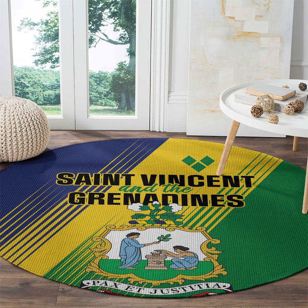 Saint Vincent and the Grenadines Round Carpet Coat of Arms Flag Stylized