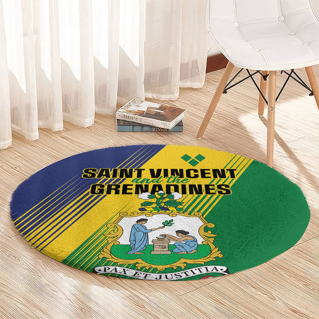 Saint Vincent and the Grenadines Round Carpet Coat of Arms Flag Stylized
