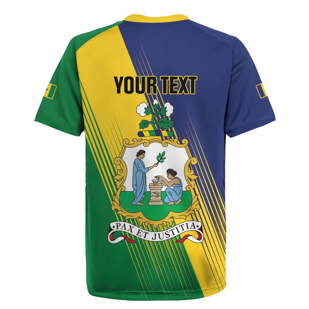Personalised Saint Vincent and the Grenadines Rugby Jersey Coat of Arms Flag Stylized