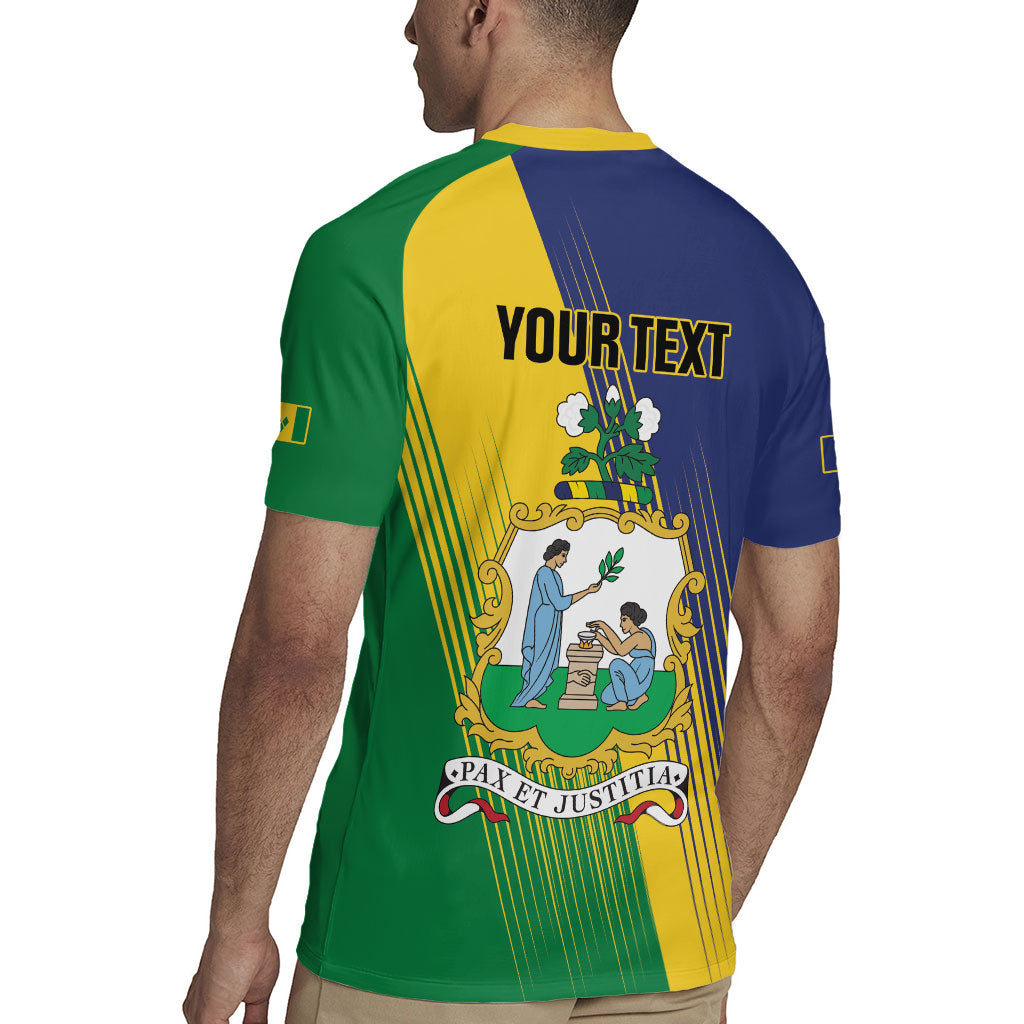 Personalised Saint Vincent and the Grenadines Rugby Jersey Coat of Arms Flag Stylized