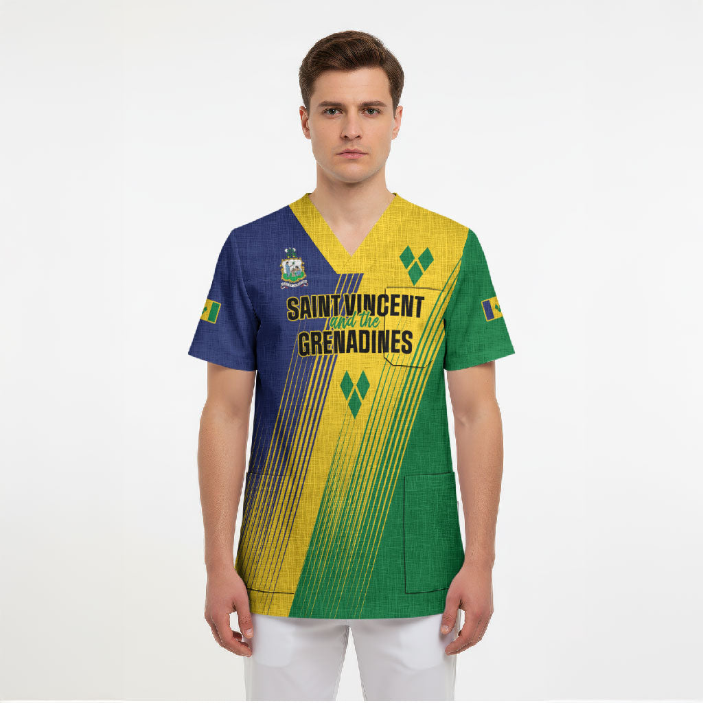 Personalised Saint Vincent and the Grenadines Scrub Top Coat of Arms Flag Stylized