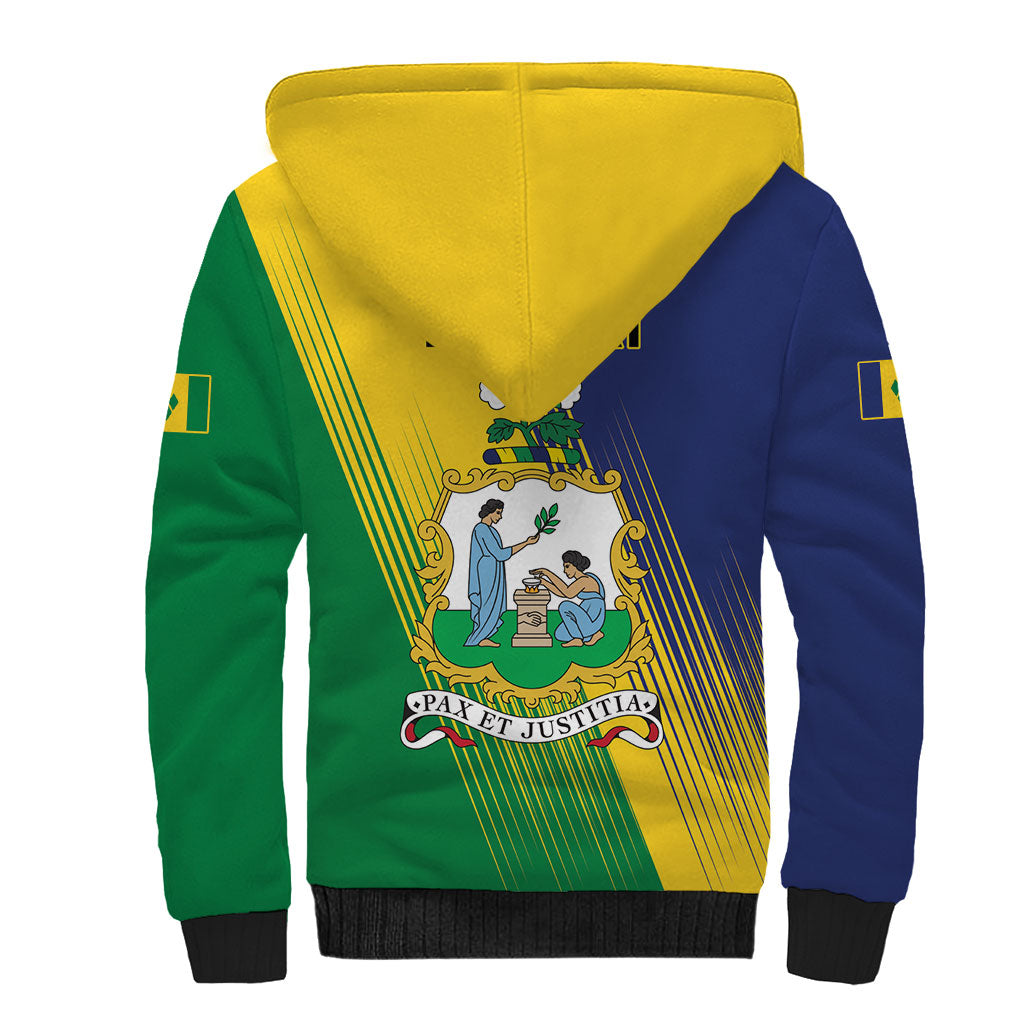 Personalised Saint Vincent and the Grenadines Sherpa Hoodie Coat of Arms Flag Stylized