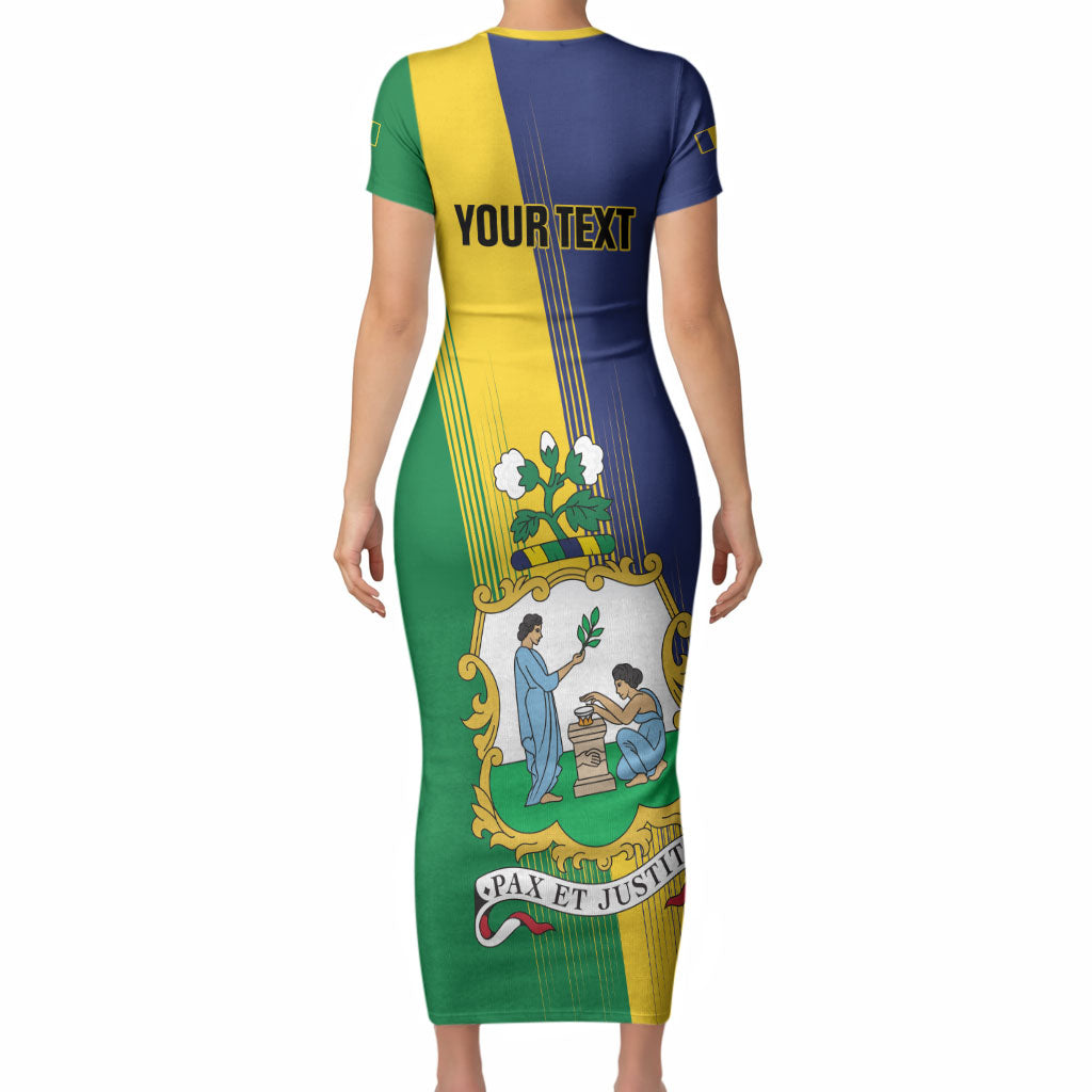 Personalised Saint Vincent and the Grenadines Short Sleeve Bodycon Dress Coat of Arms Flag Stylized