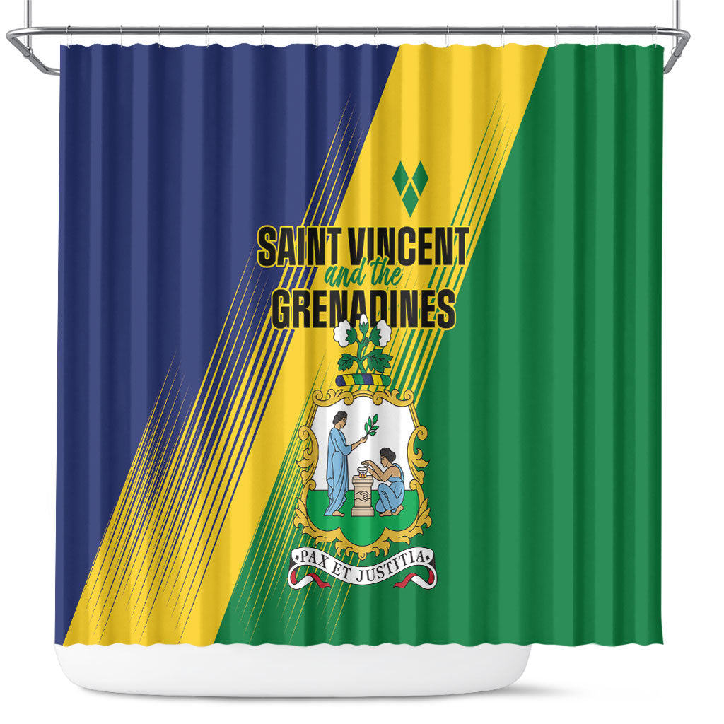 Saint Vincent and the Grenadines Shower Curtain Coat of Arms Flag Stylized