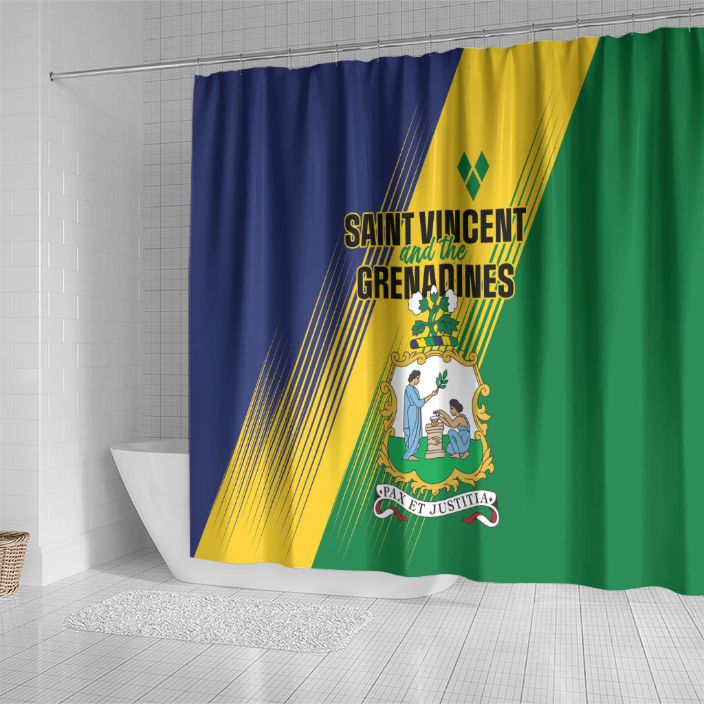 Saint Vincent and the Grenadines Shower Curtain Coat of Arms Flag Stylized