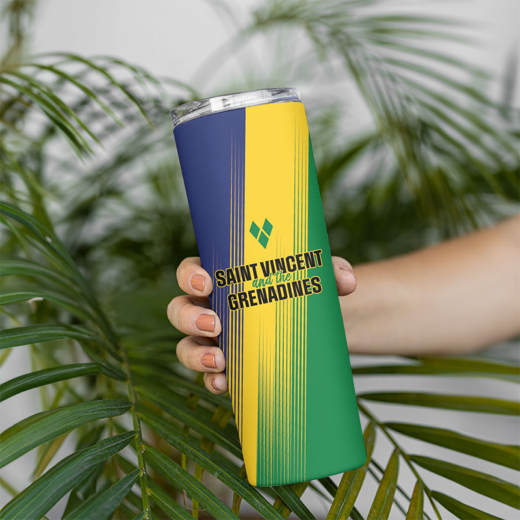 Personalised Saint Vincent and the Grenadines Skinny Tumbler Coat of Arms Flag Stylized