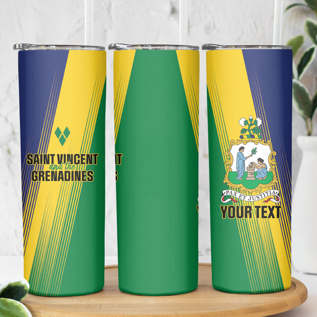 Personalised Saint Vincent and the Grenadines Skinny Tumbler Coat of Arms Flag Stylized