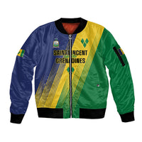 Personalised Saint Vincent and the Grenadines Sleeve Zip Bomber Jacket Coat of Arms Flag Stylized