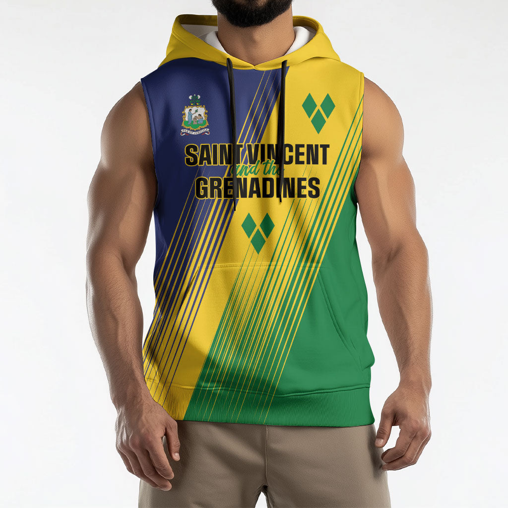 Personalised Saint Vincent and the Grenadines Sleeveless Hoodie Coat of Arms Flag Stylized