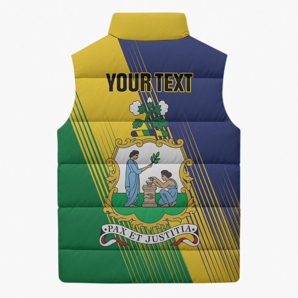 Personalised Saint Vincent and the Grenadines Sleeveless Puffer Jacket Coat of Arms Flag Stylized