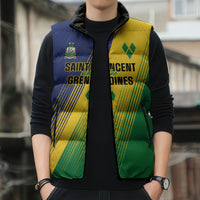 Personalised Saint Vincent and the Grenadines Sleeveless Puffer Jacket Coat of Arms Flag Stylized