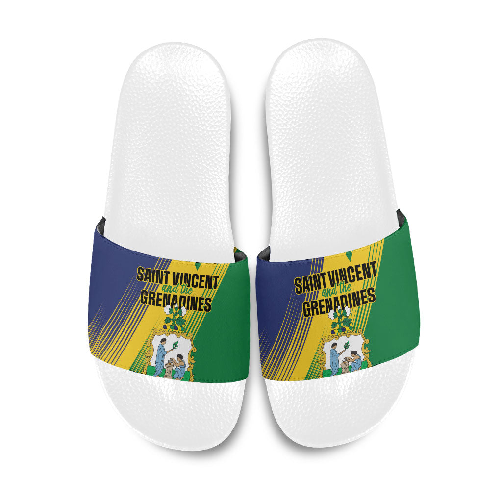 Saint Vincent and the Grenadines Slide Sandals Coat of Arms Flag Stylized