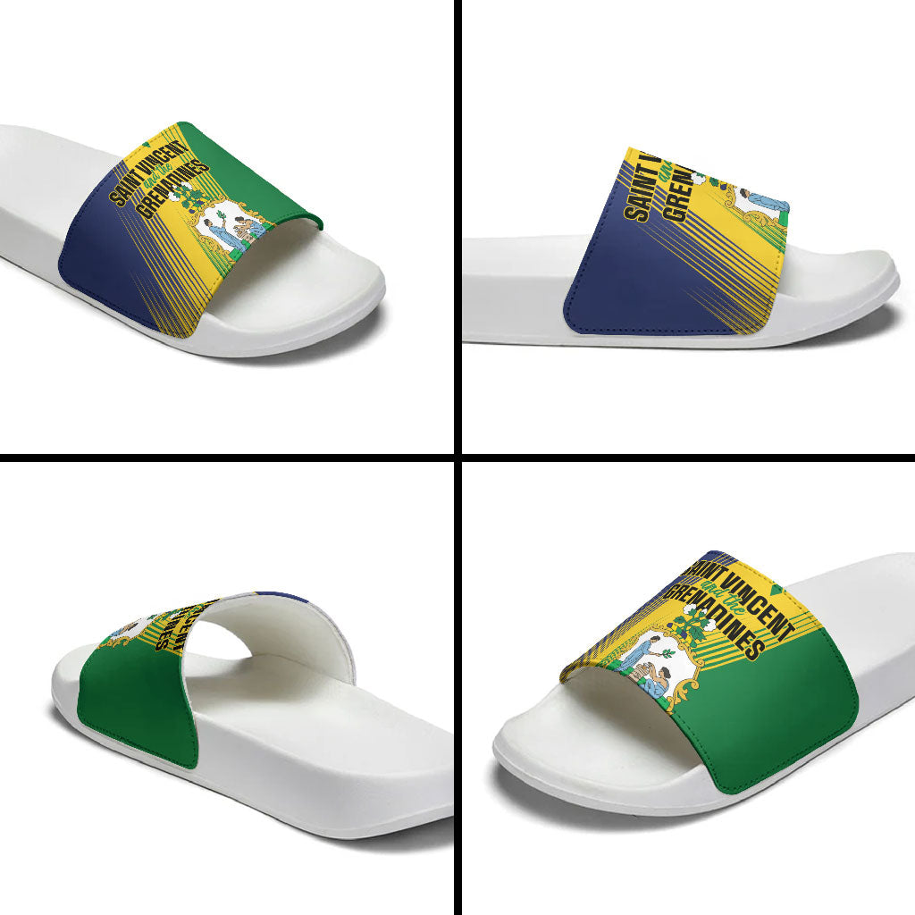 Saint Vincent and the Grenadines Slide Sandals Coat of Arms Flag Stylized
